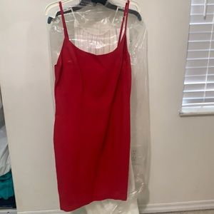Red linen dress